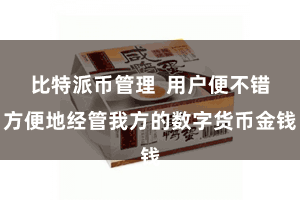 比特派币管理  用户便不错方便地经管我方的数字货币金钱
